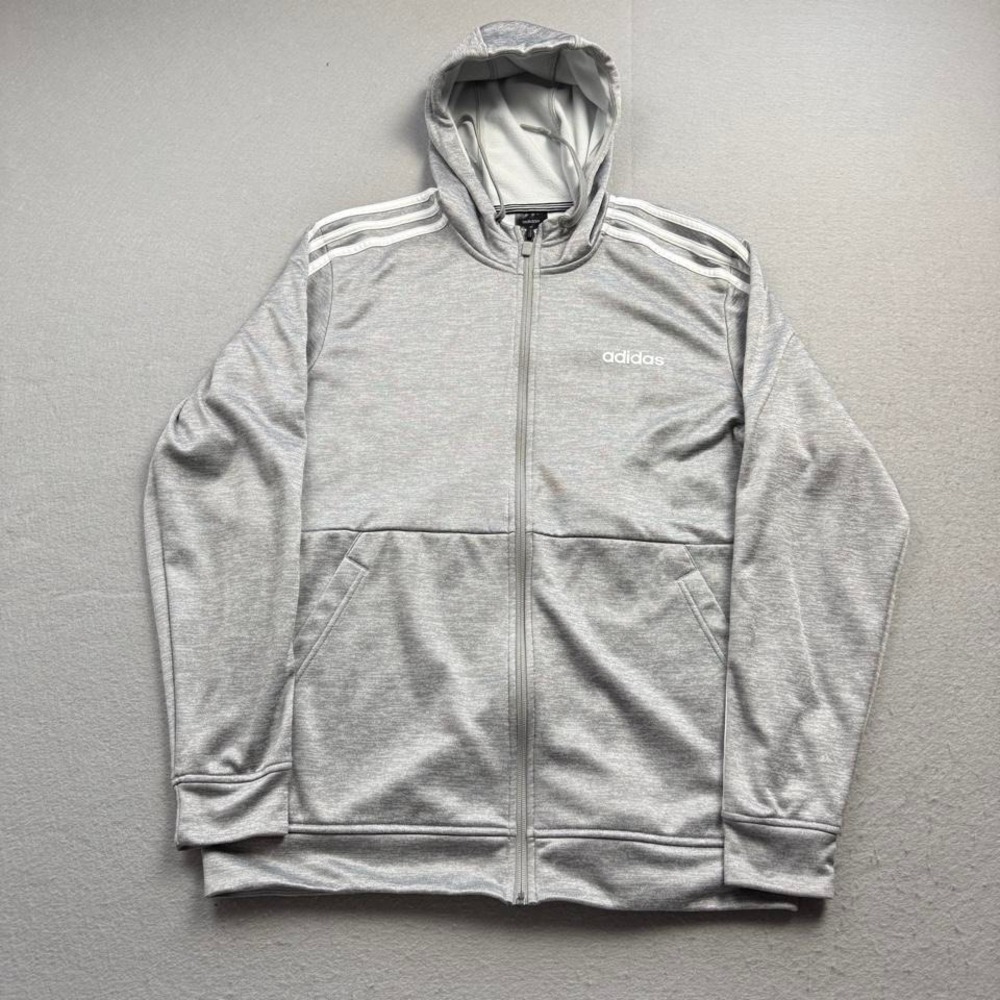 Adidas Gray Full Zip Hoodie Men's Medium Athletic Jacket